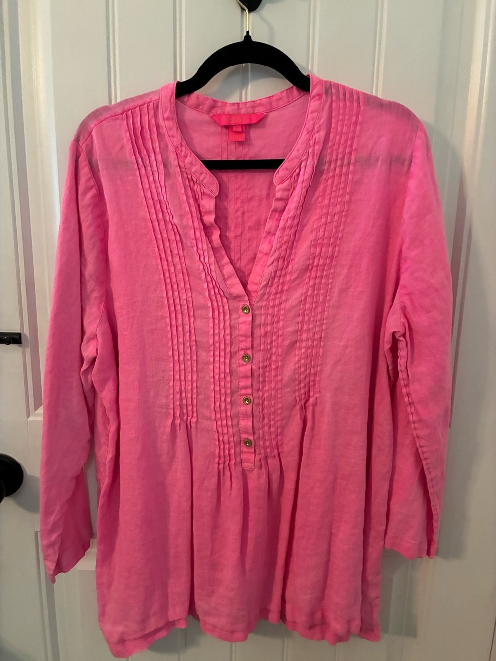 Lilly Pulitzer Women's Pink Pintuck Button Front Tunic